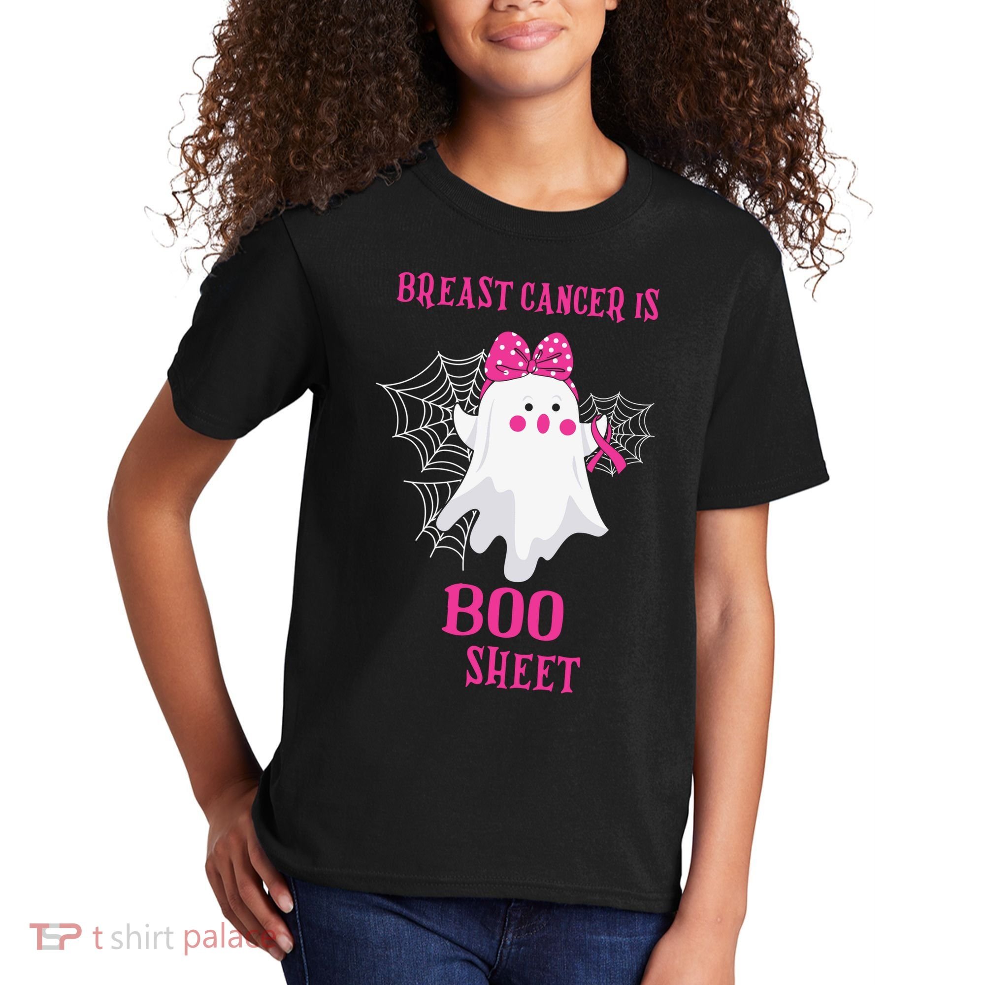Breast Cancer Is Boo Sheet Halloween Ghost Kids T-Shirt