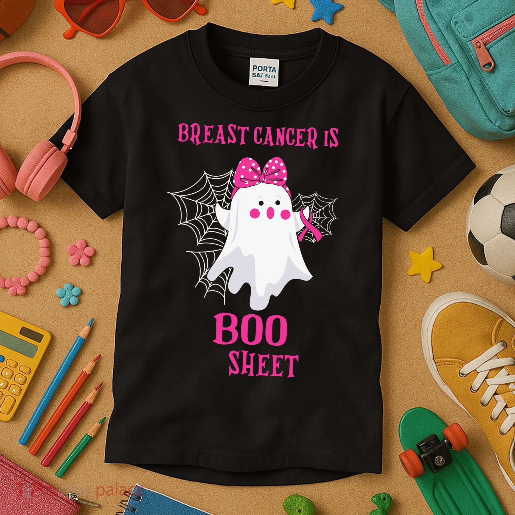 Breast Cancer Is Boo Sheet Halloween Ghost Kids T-Shirt