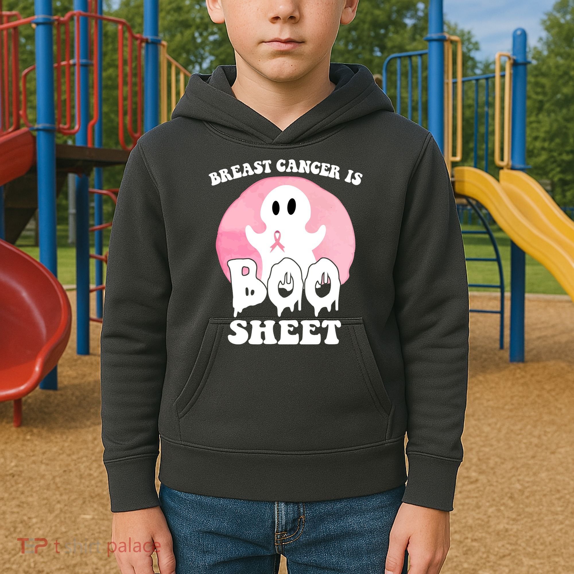 Breast Cancer Is Boo Sheet Funny Ghost Kids Hoodie