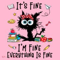 Black Cat It's Fine I'm Fine Everything Is Fine Teacher Xmas Gift Coaster thumb 2