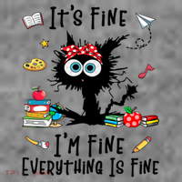 Black Cat It's Fine I'm Fine Everything Is Fine Teacher Xmas Gift Toddler Hoodie thumb 2