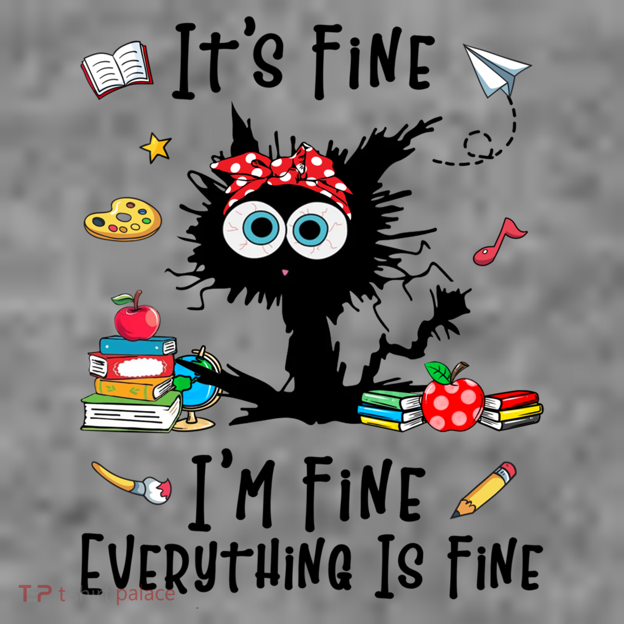 Black Cat It's Fine I'm Fine Everything Is Fine Teacher Xmas Gift Toddler Hoodie
