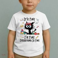 Black Cat It's Fine I'm Fine Everything Is Fine Teacher Xmas Gift Toddler T-Shirt thumb 2