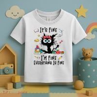 Black Cat It's Fine I'm Fine Everything Is Fine Teacher Xmas Gift Toddler T-Shirt thumb 3