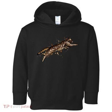 Bengal Cat Jumping From A Splash Toddler Hoodie