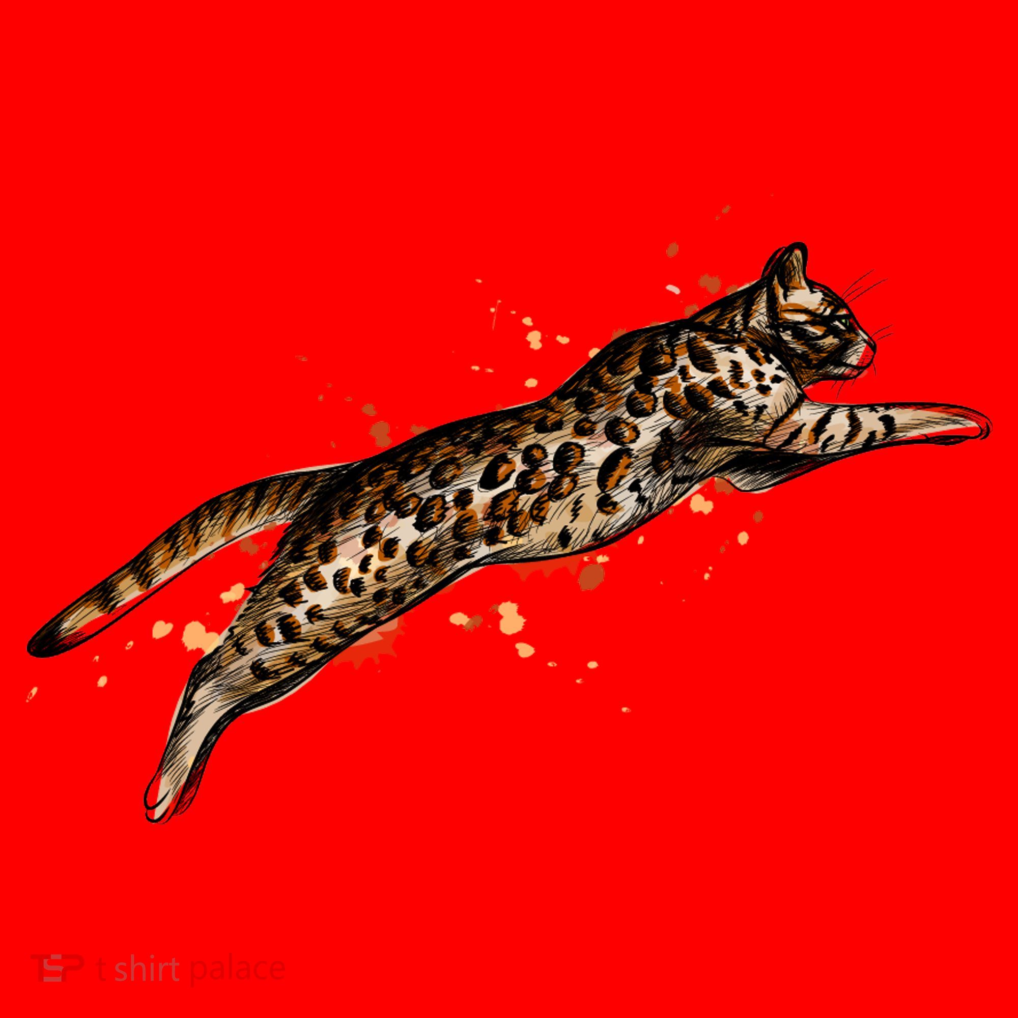 Bengal Cat Jumping From A Splash Santa Hat