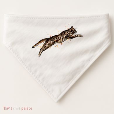 Bengal Cat Jumping From A Splash USA-Made Doggie Bandana