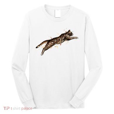 Bengal Cat Jumping From A Splash Long Sleeve Shirt
