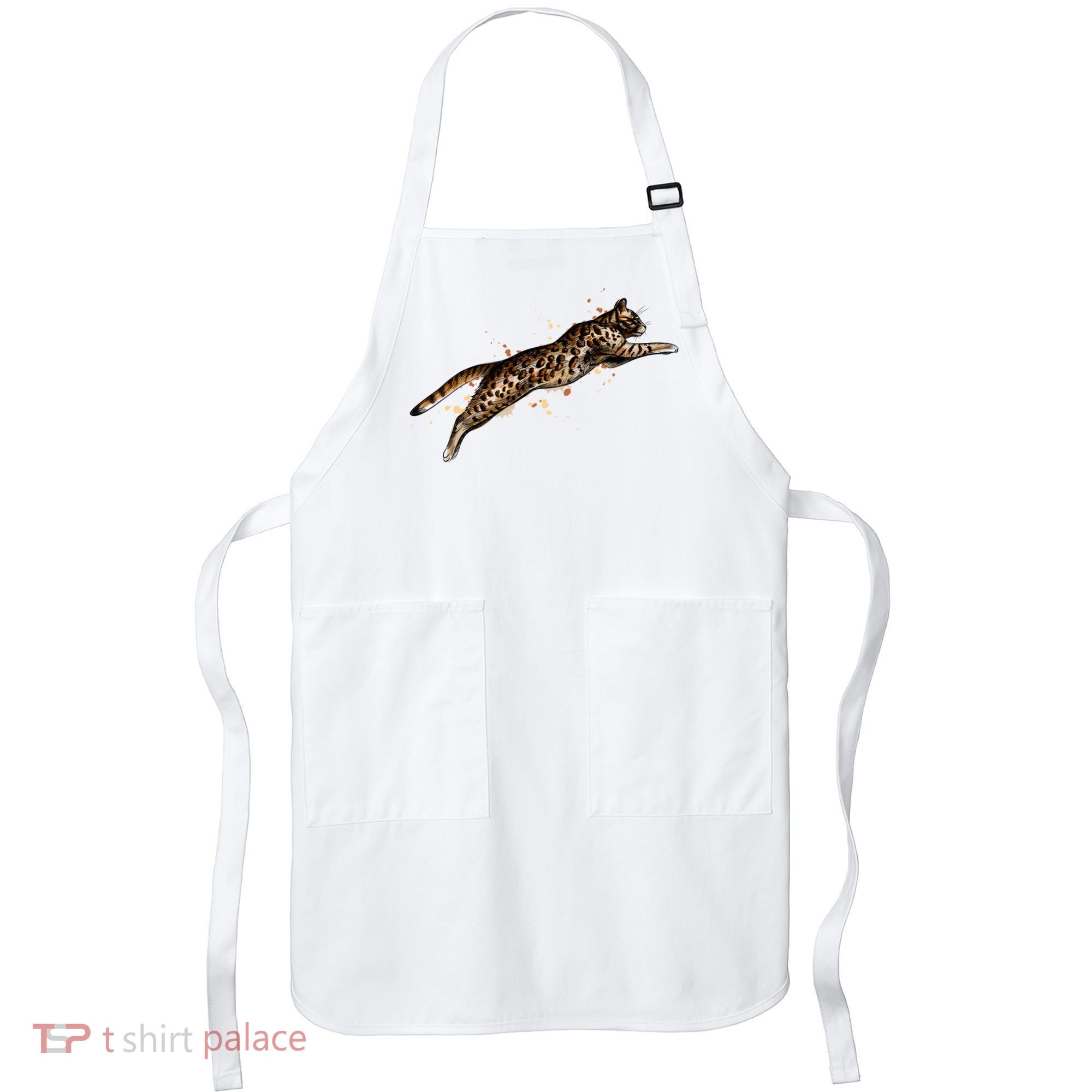 Bengal Cat Jumping From A Splash Apron