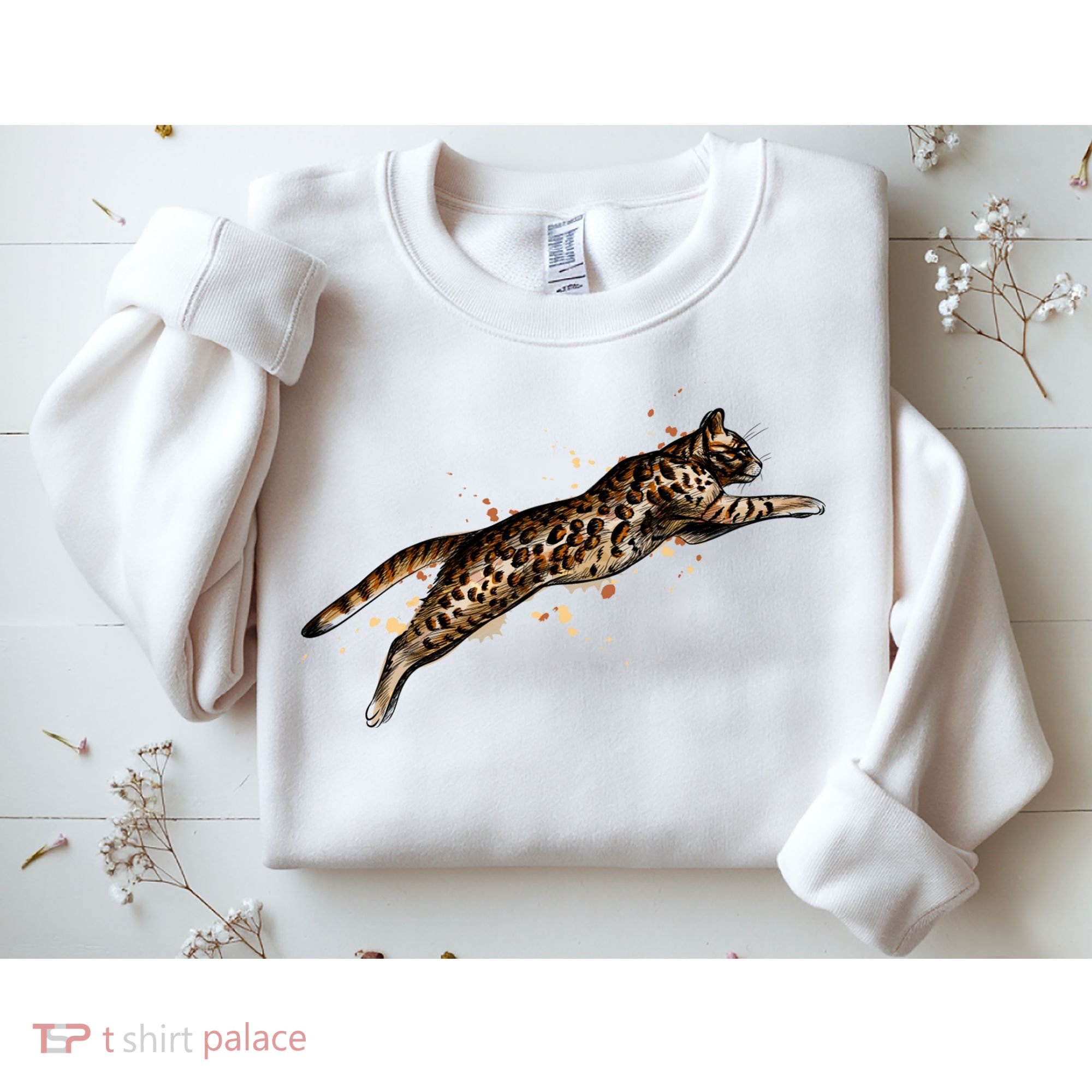 Bengal Cat Jumping From A Splash Sweatshirt