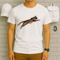 Bengal Cat Jumping From A Splash T-Shirt thumb 6