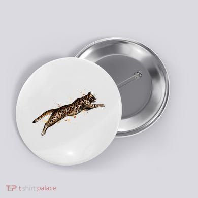 Bengal Cat Jumping From A Splash Button