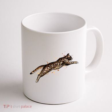 Bengal Cat Jumping From A Splash Coffee Mug back