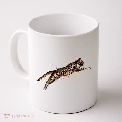 Bengal Cat Jumping From A Splash Coffee Mug