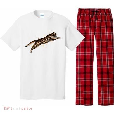 Bengal Cat Jumping From A Splash Pajama Set