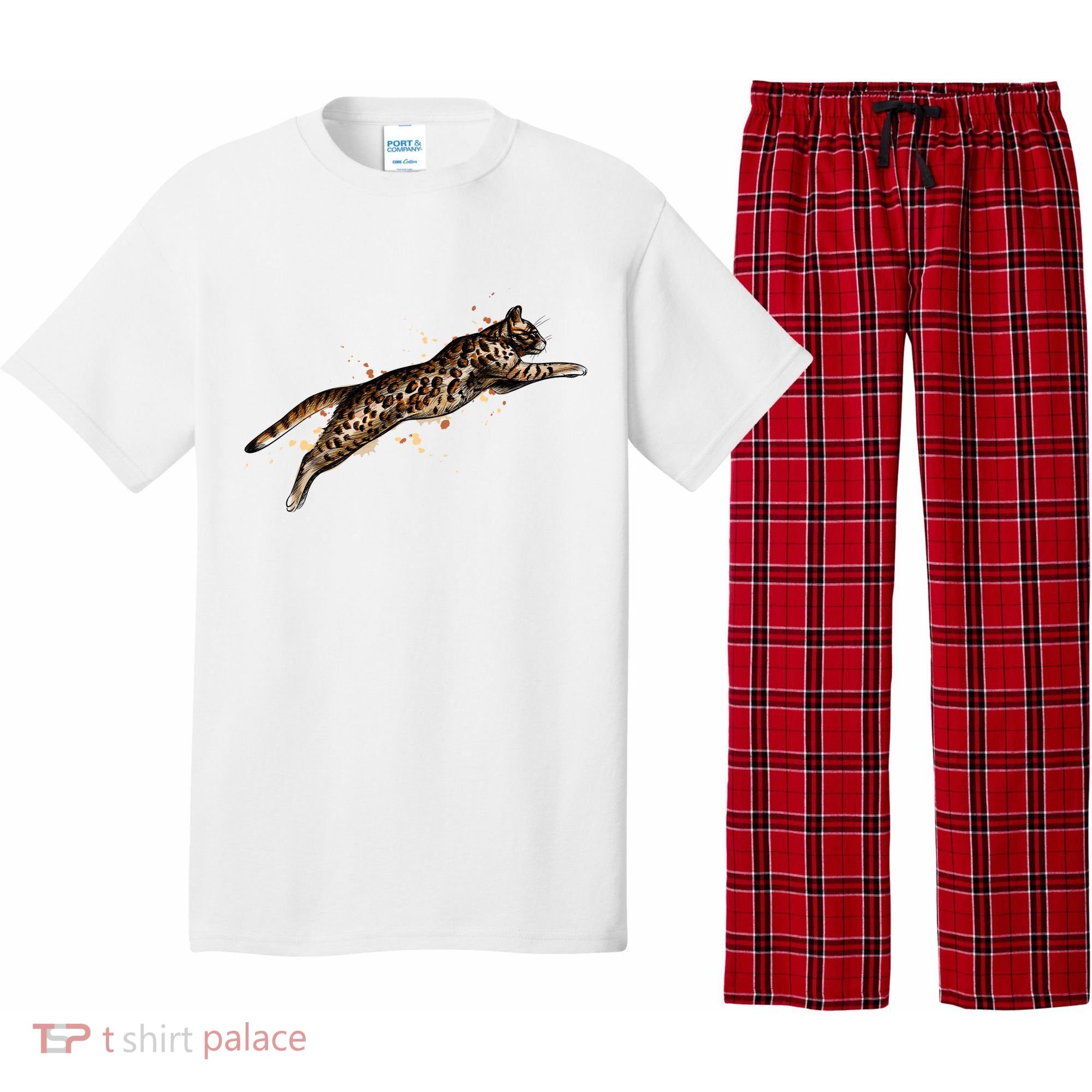 Bengal Cat Jumping From A Splash Pajama Set
