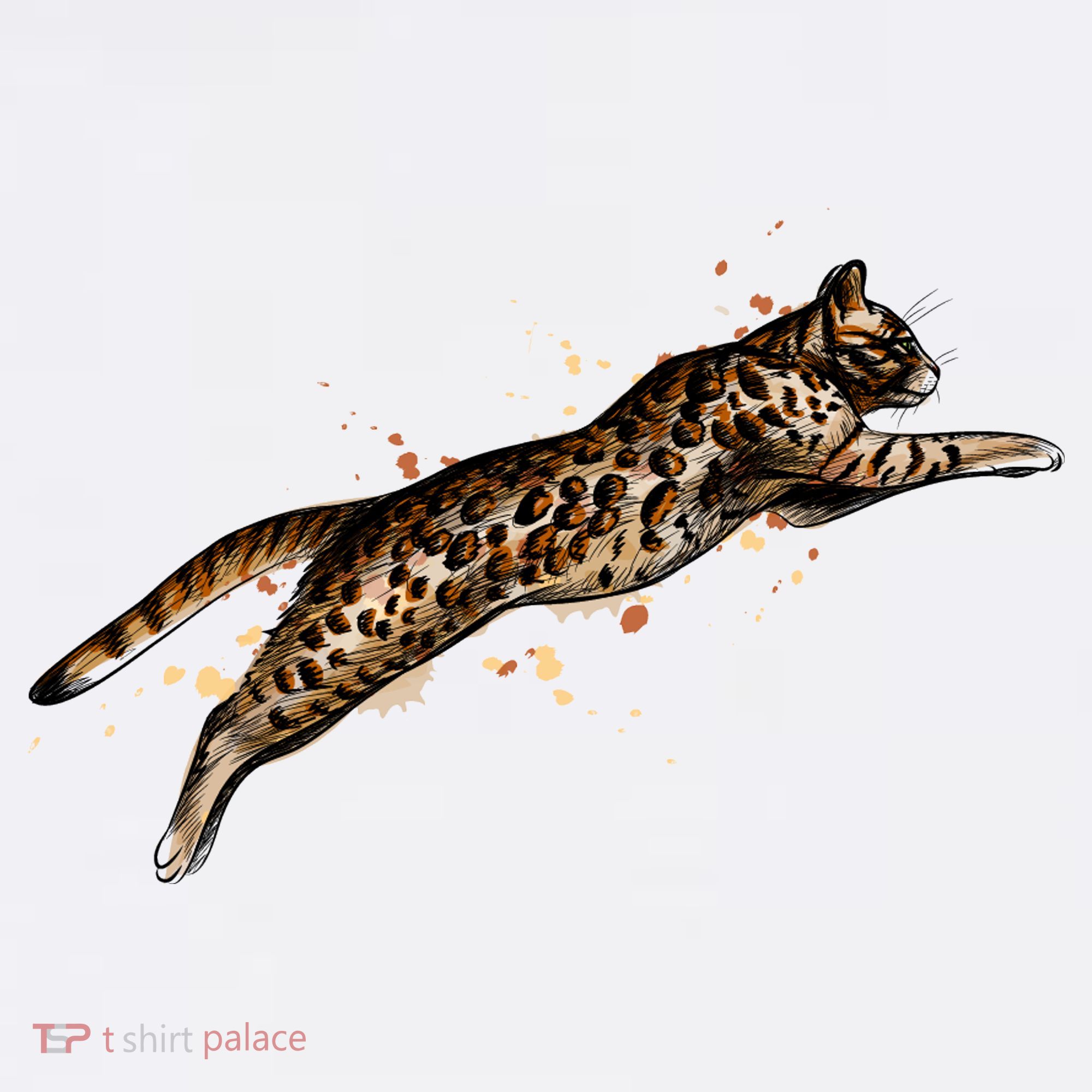 Bengal Cat Jumping From A Splash Polo