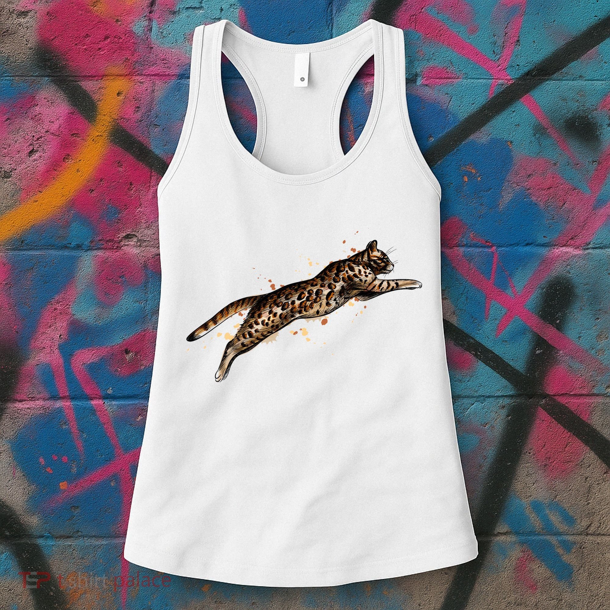 Bengal Cat Jumping From A Splash Women's Tank Top