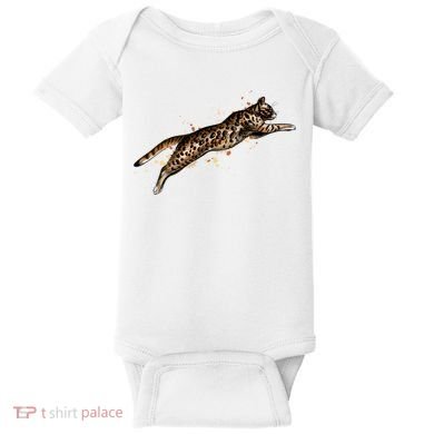 Bengal Cat Jumping From A Splash Baby Bodysuit