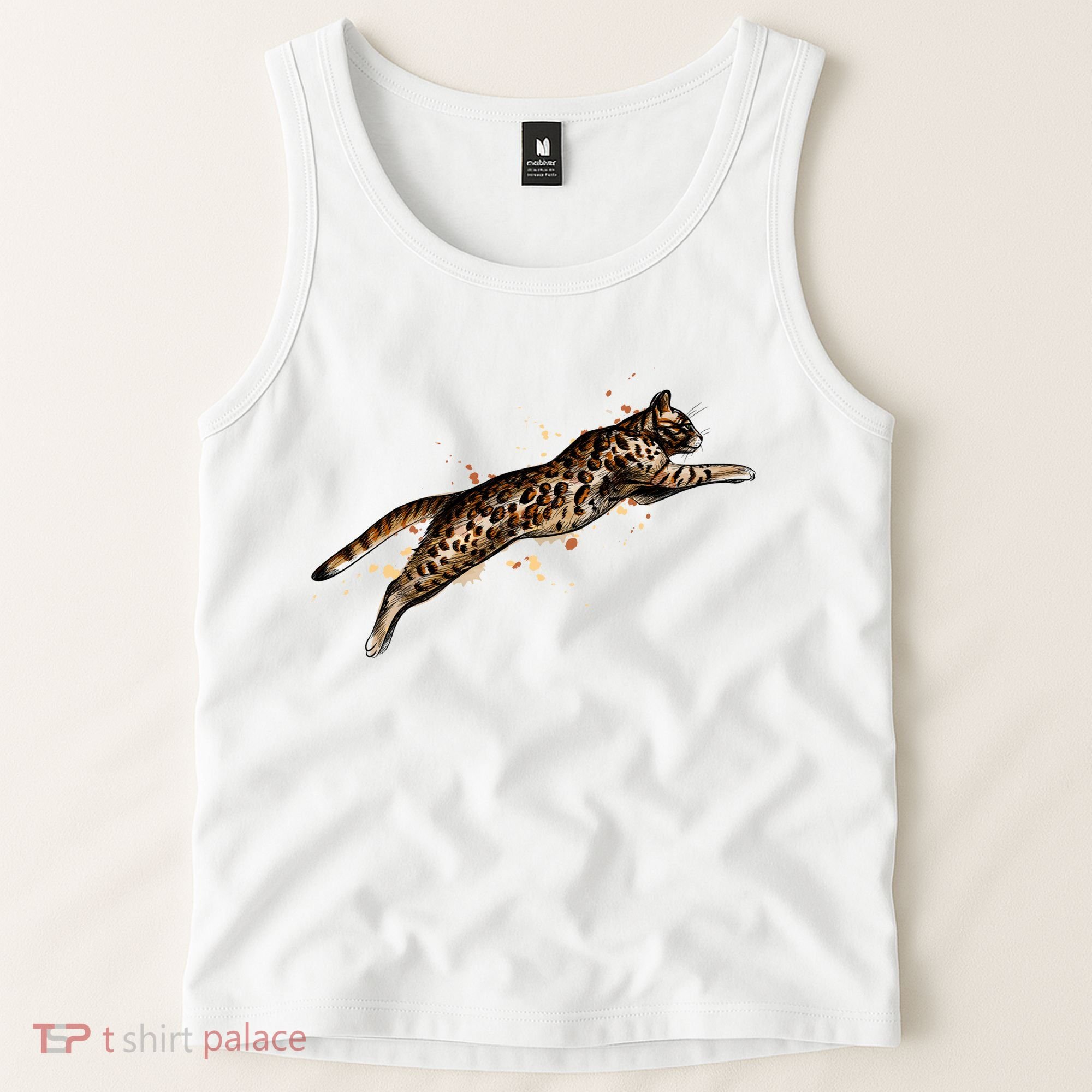 Bengal Cat Jumping From A Splash Tank Top