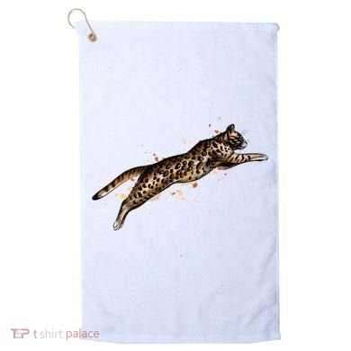 Bengal Cat Jumping From A Splash Golf Towel