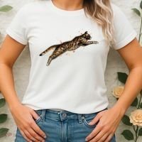 Bengal Cat Jumping From A Splash Women's T-Shirt thumb 2
