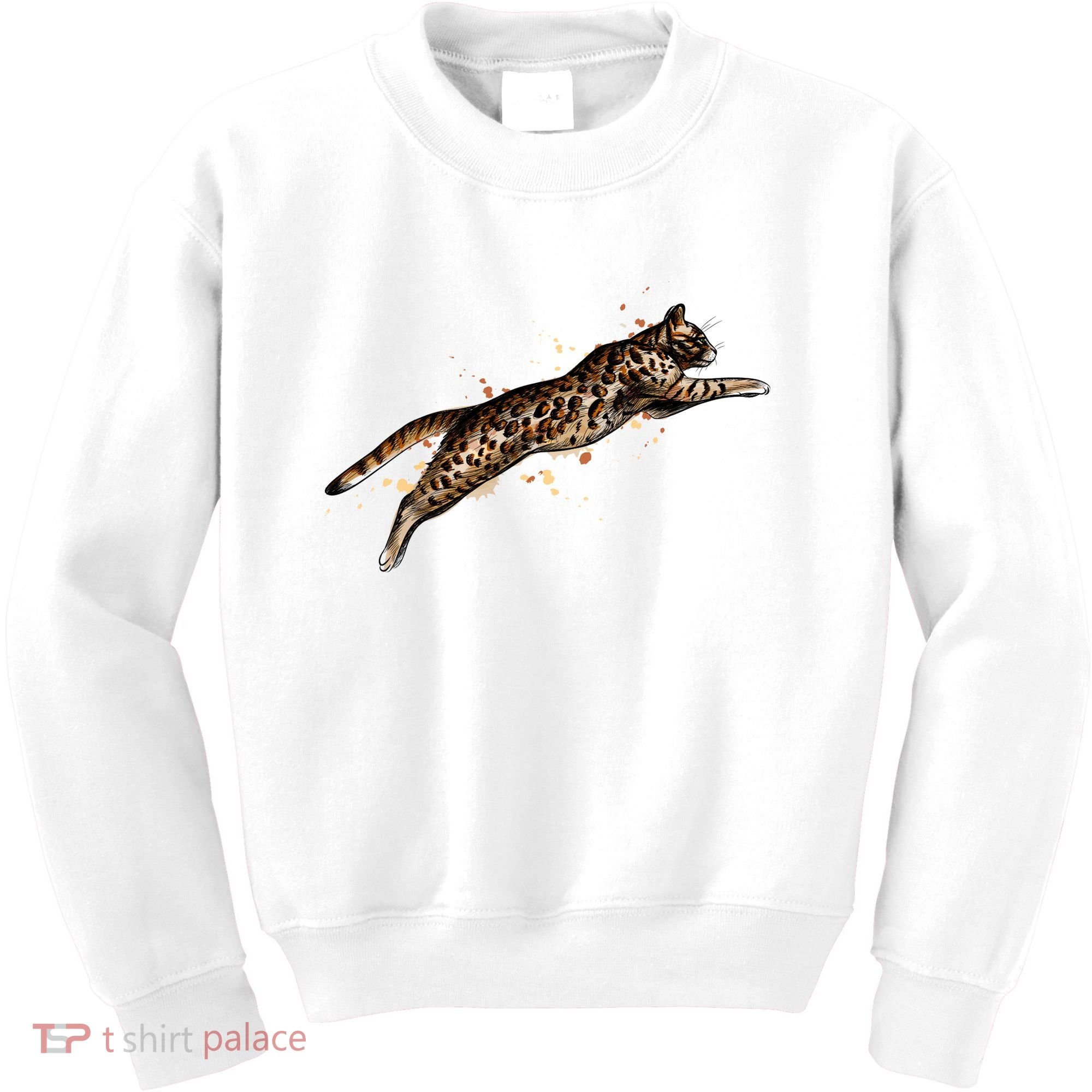 Bengal Cat Jumping From A Splash Kids Sweatshirt
