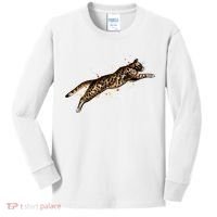 Bengal Cat Jumping From A Splash Kids Long Sleeve Shirt thumb 0
