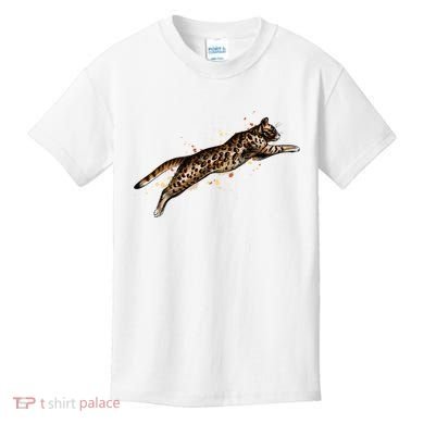 Bengal Cat Jumping From A Splash Kids T-Shirt