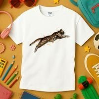 Bengal Cat Jumping From A Splash Kids T-Shirt thumb 3