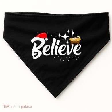 Believe Christmas Jesus Christmas Gift USA-Made Doggie Bandana