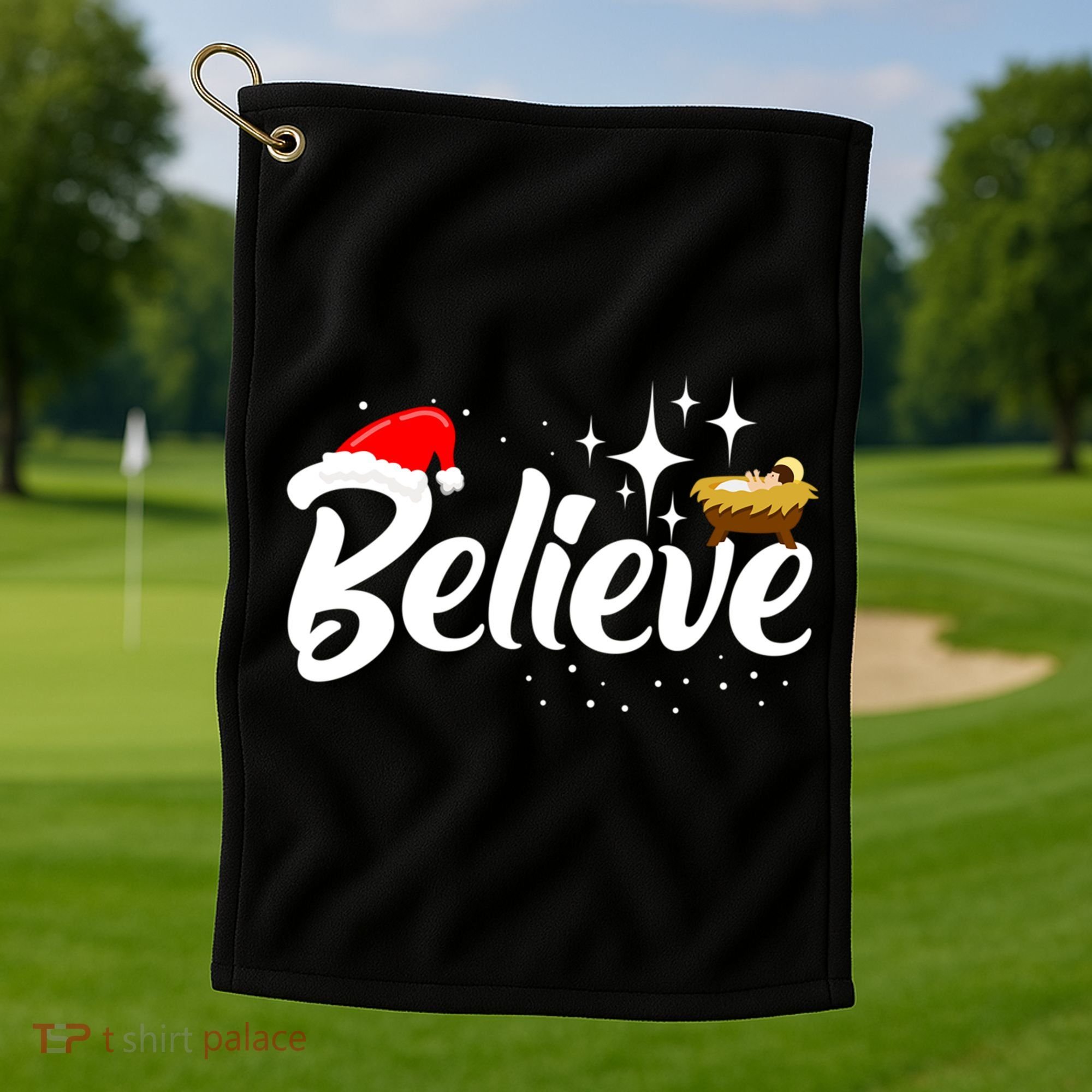 Believe Christmas Jesus Christmas Gift Golf Towel