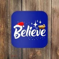 Believe Christmas Jesus Christmas Gift Coaster thumb 0