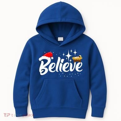Believe Christmas Jesus Christmas Gift Kids Hoodie