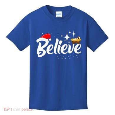 Believe Christmas Jesus Christmas Gift Kids T-Shirt