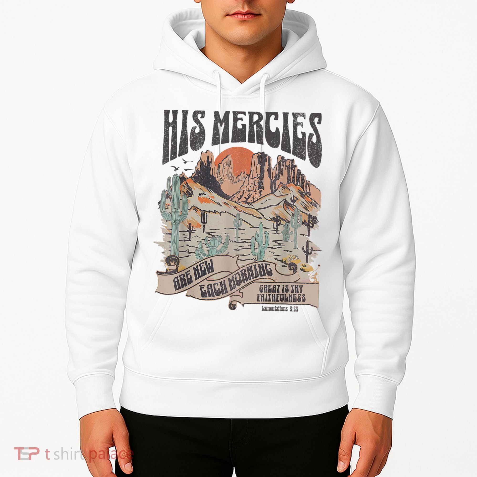 Boho Christian Jesus Apparel Faith Based His Mercies Are New Hoodie