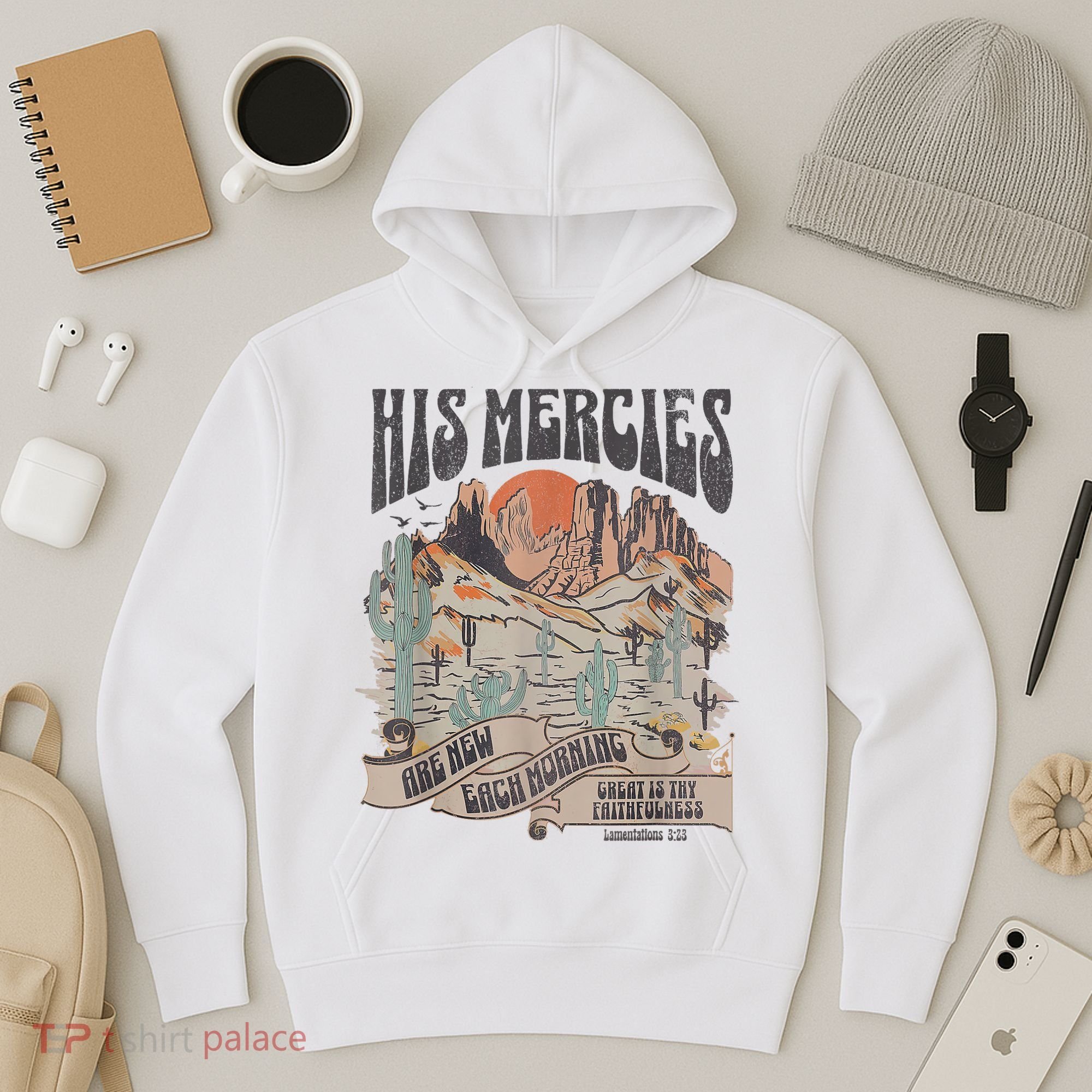 Boho Christian Jesus Apparel Faith Based His Mercies Are New Hoodie