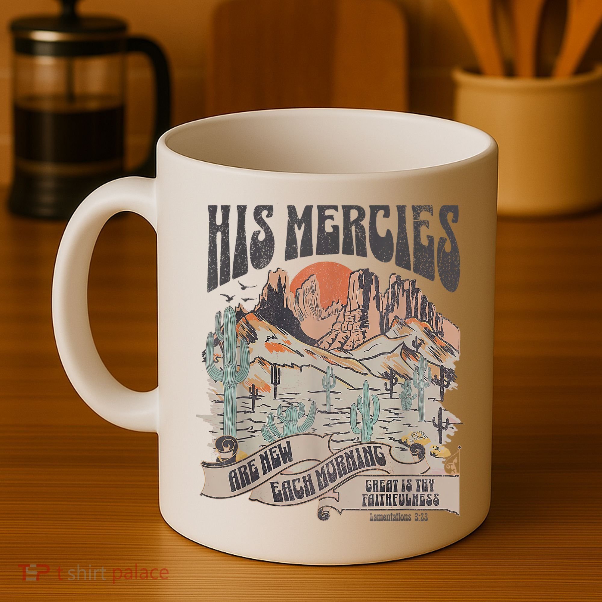 Boho Christian Jesus Apparel Faith Based His Mercies Are New Coffee Mug