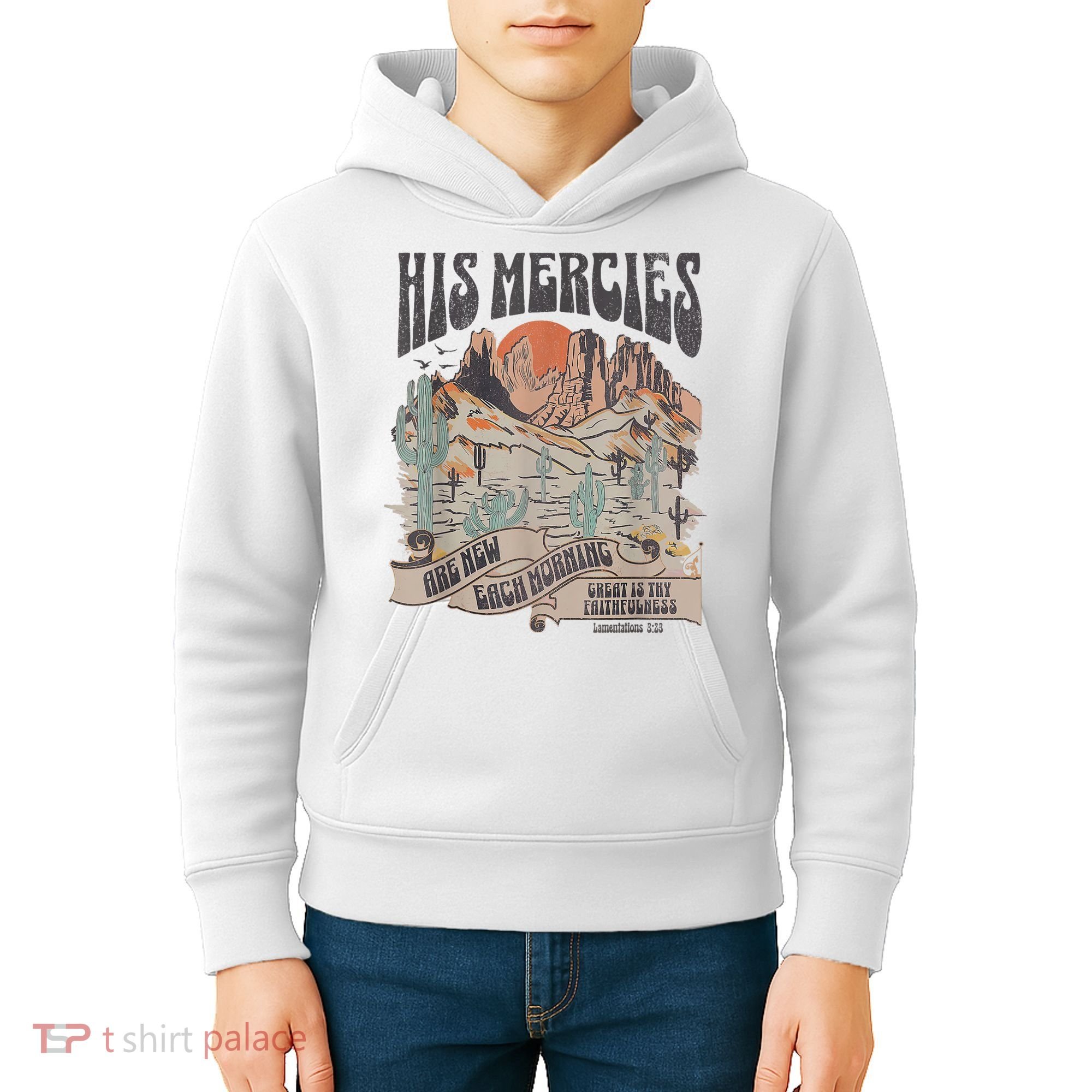 Boho Christian Jesus Apparel Faith Based His Mercies Are New Kids Hoodie