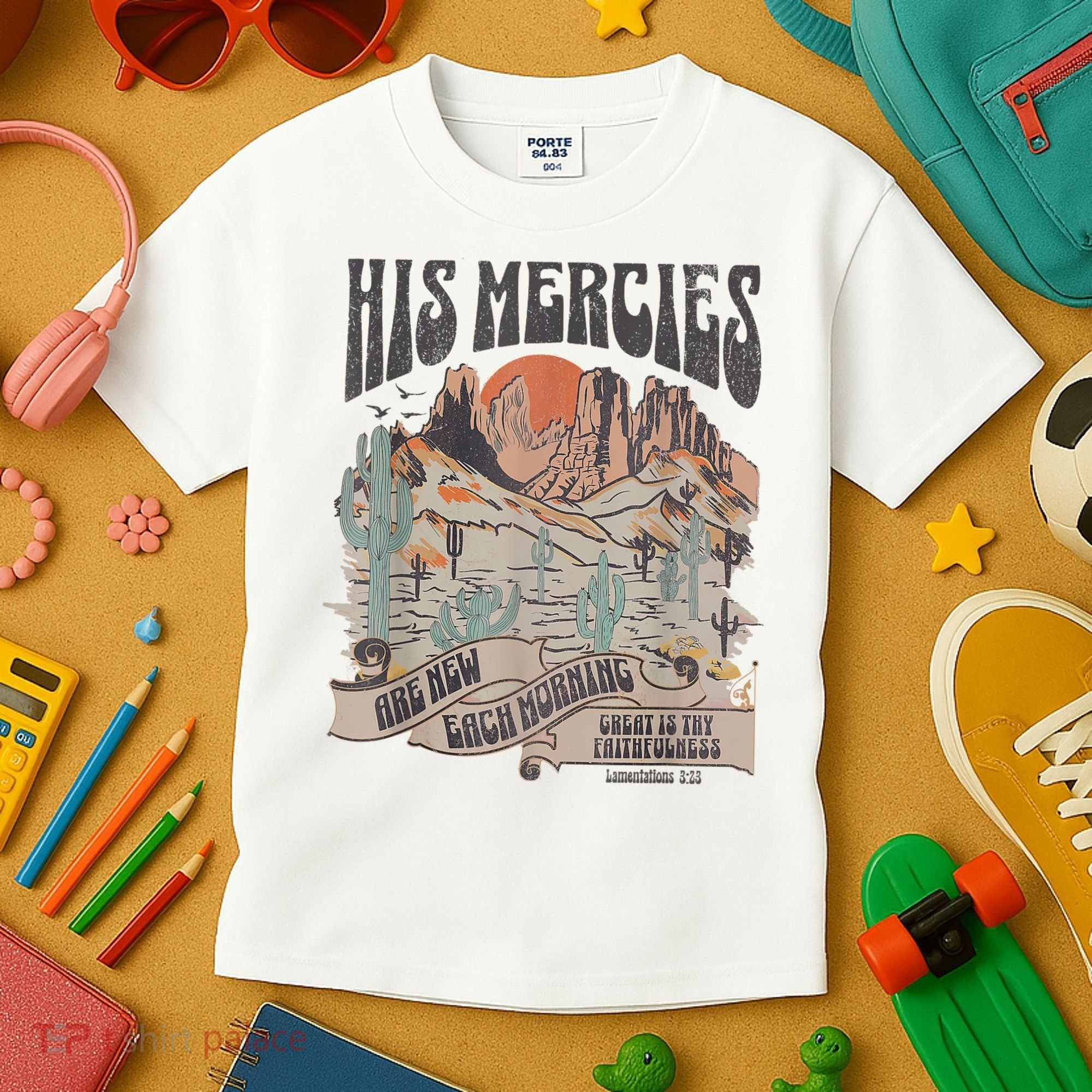 Boho Christian Jesus Apparel Faith Based His Mercies Are New Kids T-Shirt