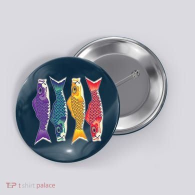 Bright Colorful Japanese Koi Carp Fish Button