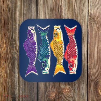 Bright Colorful Japanese Koi Carp Fish Coaster