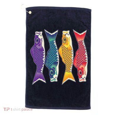 Bright Colorful Japanese Koi Carp Fish Golf Towel