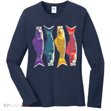 Bright Colorful Japanese Koi Carp Fish Women's Long Sleeve Shirt
