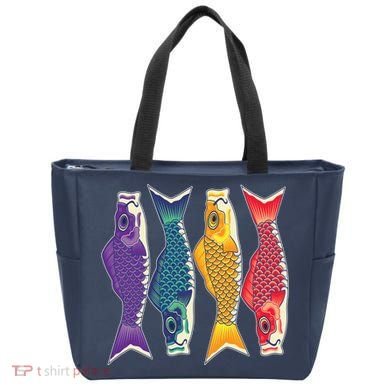 Bright Colorful Japanese Koi Carp Fish Tote Bag