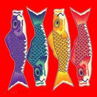 Bright Colorful Japanese Koi Carp Fish Santa Hat thumb 1