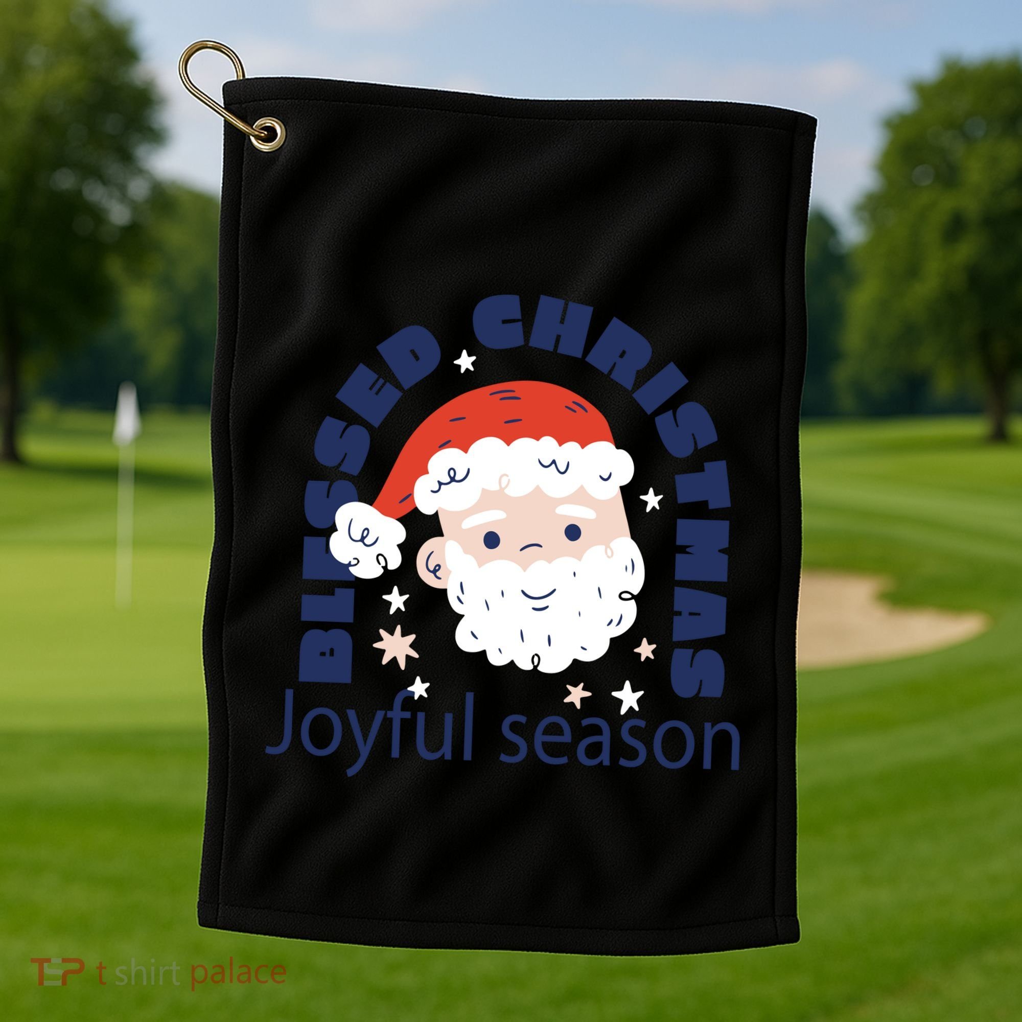 Blessed Christmas Joyful Season Santa Claus Golf Towel