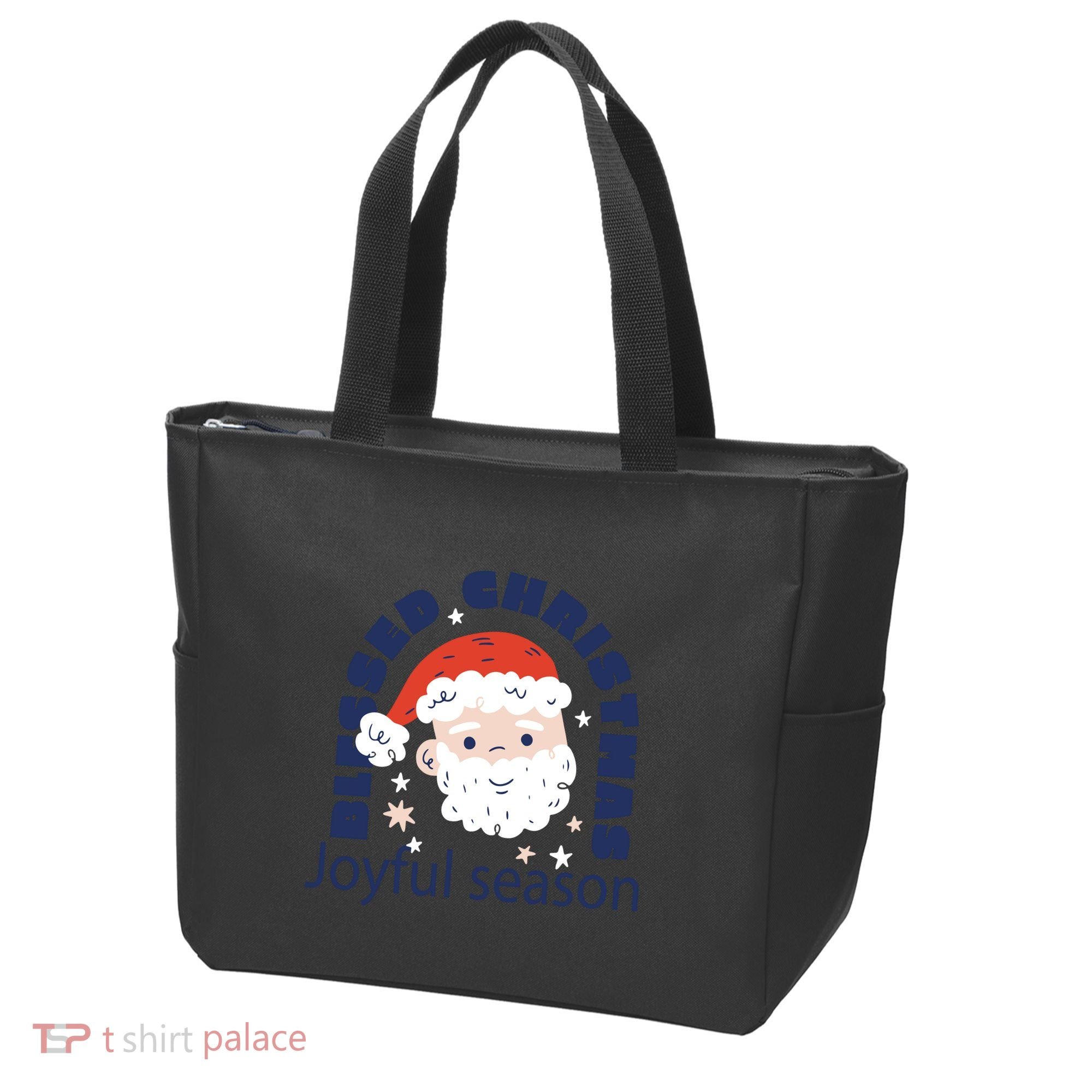 Blessed Christmas Joyful Season Santa Claus Tote Bag