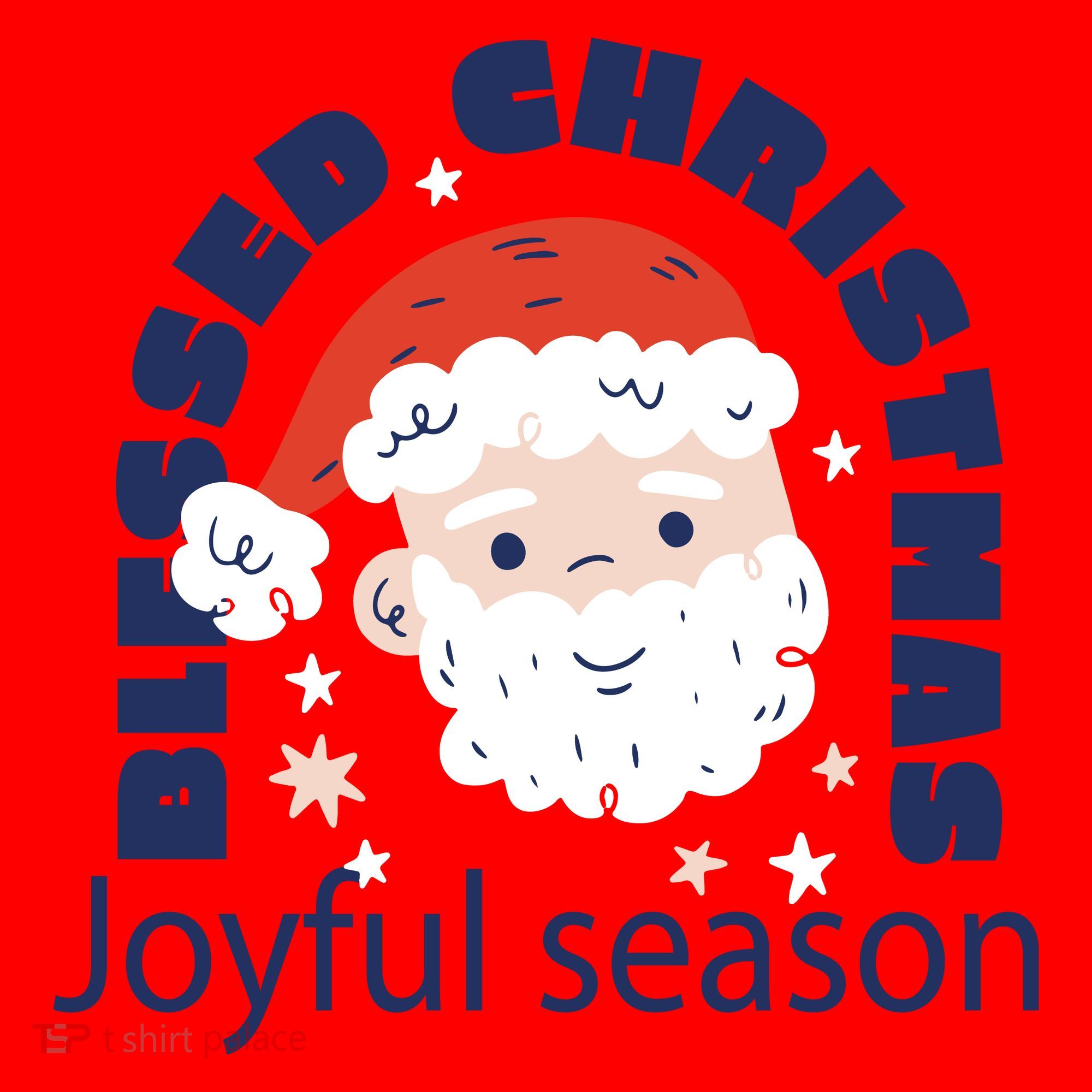Blessed Christmas Joyful Season Santa Claus Santa Hat
