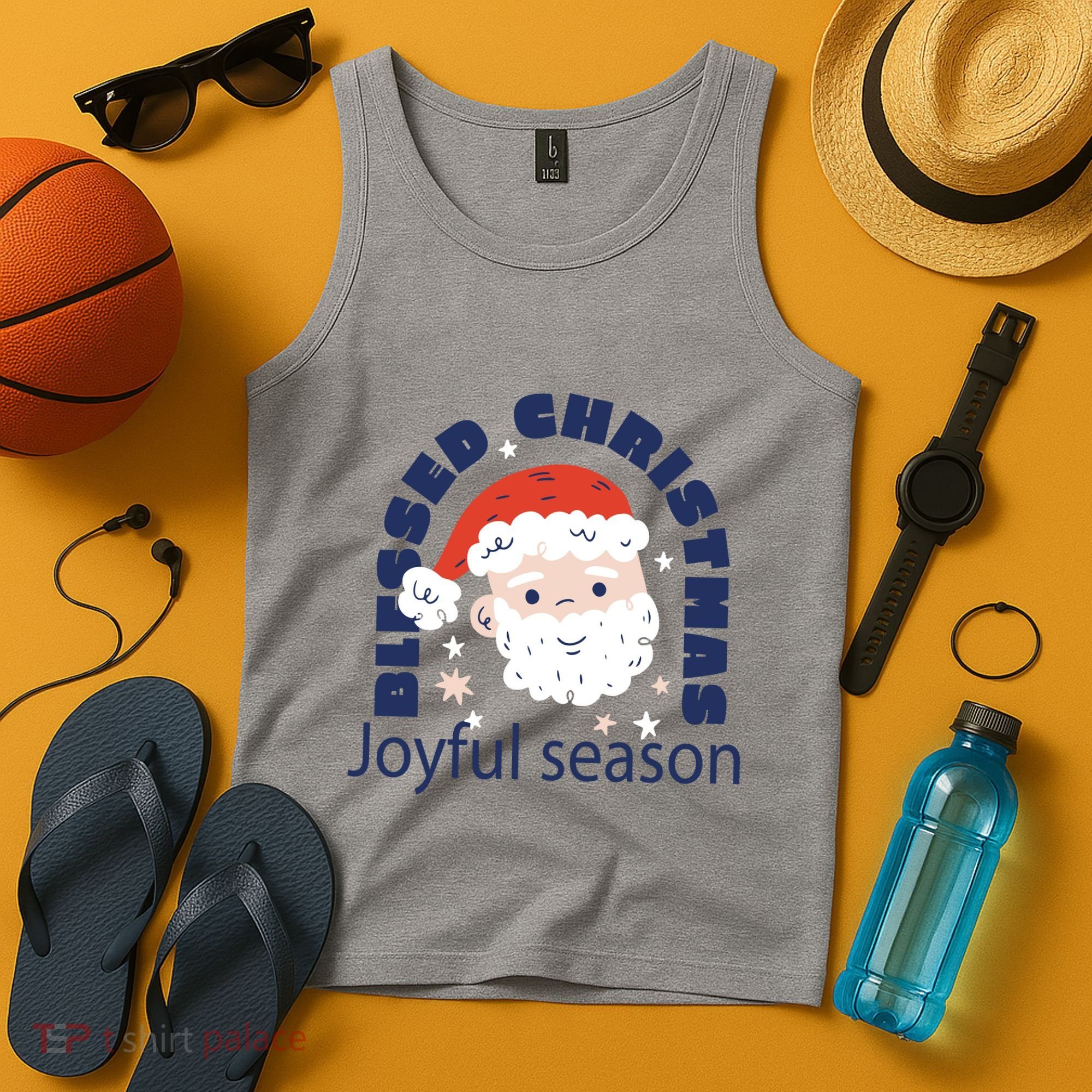 Blessed Christmas Joyful Season Santa Claus Tank Top